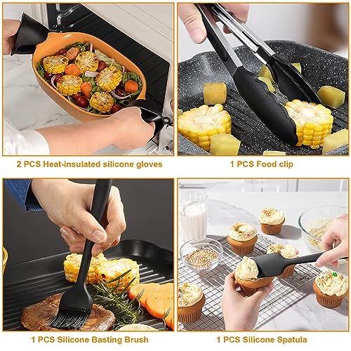 OKYUK Silicone Air Fryer Liners,11 Pcs Dual Air Fryer Silicone Liners Accessories Fit for or Ninja Dual AF300UK&AF400UK, Non-Stick,Easy Cleaning,