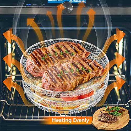 JMIATRY 3 Pcs Air Fryer Rack for Ninja, Round 3 Layers Stackable Air Fryer Accessories with Clips, 304 Stainless Steel Layered Dehydrator Racks C