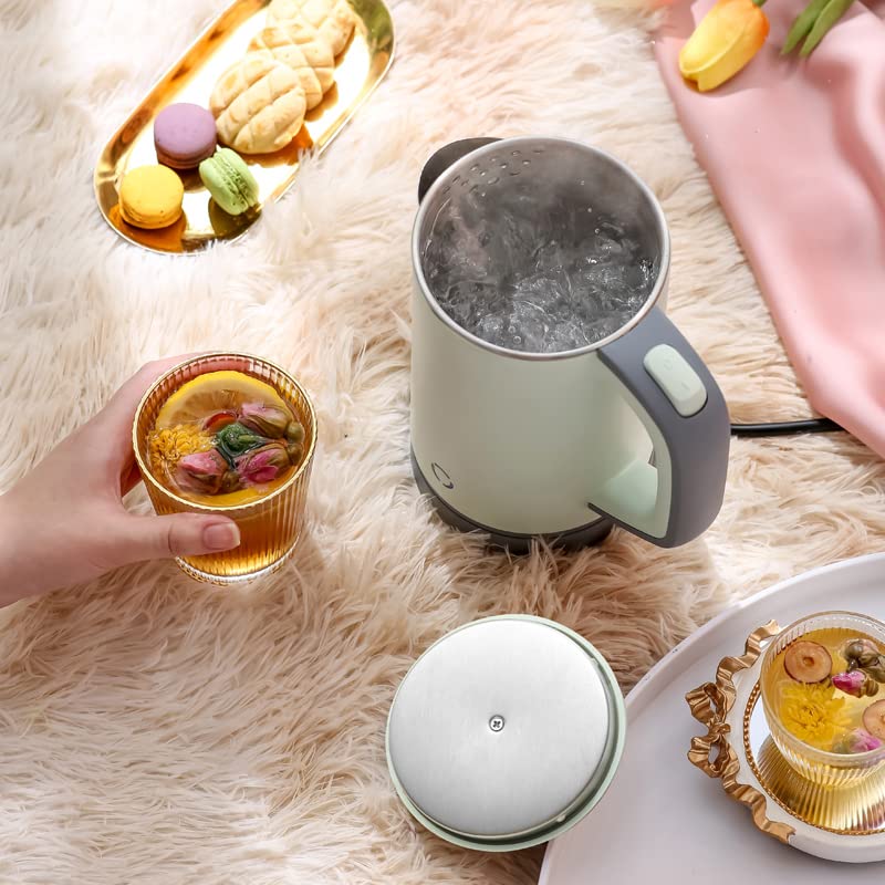 HotTopStar Electric Kettles 600W, 800ml Stainless Steel Kettle, Portable Mini Electric Kettle, Compact Travel Electric Kettles, Auto Shut-Off & B