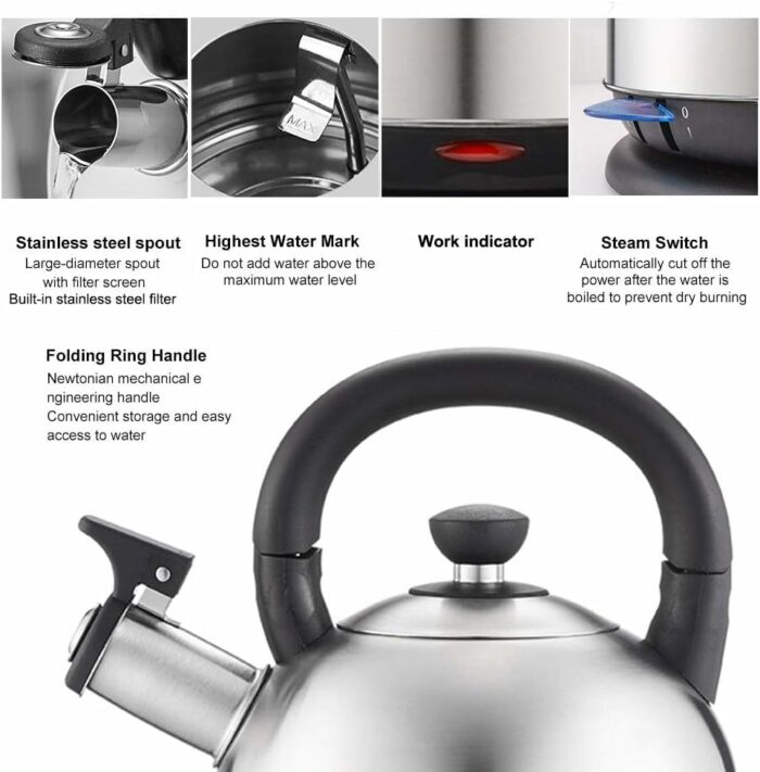 YZYTM SH3002 Home Kitchen Electric Kettle, 1500W, 2 litres Kettle Electric (Silver)