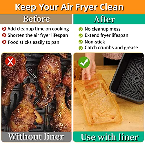 Air Fryer Liners for Ninja Dual, Air Fryer Paper Liners, Air Fryer Liners Disposable Rectangular, Compatible with Ninja AF300UK AF400UK, Instant,