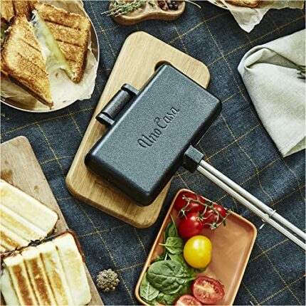 Uno Casa Double Pie Iron Sandwich Maker - Japanese Sandwich Maker, Pie Maker with Recipe Book, Campfire Cooking Equipment - Pie Irons for Camping