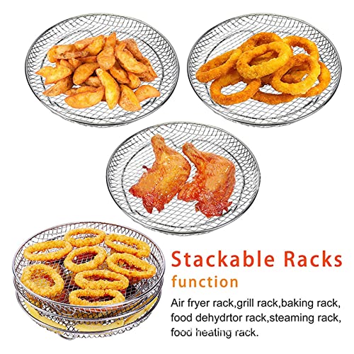 BAOFUYA 3Pcs Stainless Steel Air Fryer Dehydrator Racks,Air Dryer Dehydrator Racks Air Fryer Basket Racks Air Fryer Accessories for Kitchen Air f