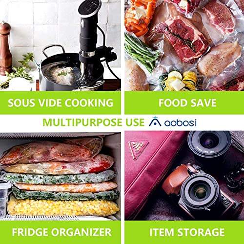 Aobosi Recyclable Vacuum Sealer Bags Vacuum Food Sealer Rolls BPA Free&LFGB Approved Reusable Food Storage Bags 2 Pack Roll 20cmX6m and 28cmX6m,f