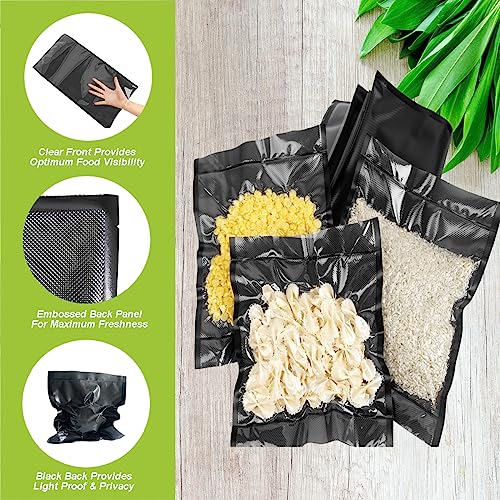 EDYCARX 11" x 19.5' Vacuum Seal Bags Black and Clear, Vacuum Sealer Bags for Food Storage, Heavy Duty Commercial Grade 5 Mil Vacuum Bags, 2 Rolls