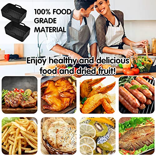 FOHYLOY Air Fryer Silicone Pot, 2 Pack Reusable Silicone Air Fryer Basket for Ninjas Dual Air Fryer, Silicone Pot Basket, Accessories for Air fry
