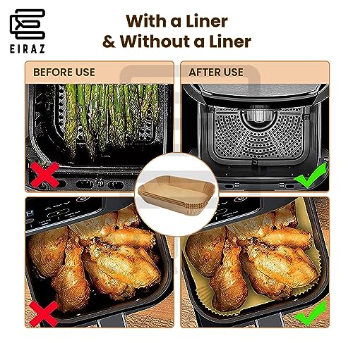 Eiraz® Air Fryer Liners, 120 Pcs Disposable Rectangular Air Fryer Accessories, Oil & Water-Proof Parchment Paper, Compatible with Ninja AF300UK A