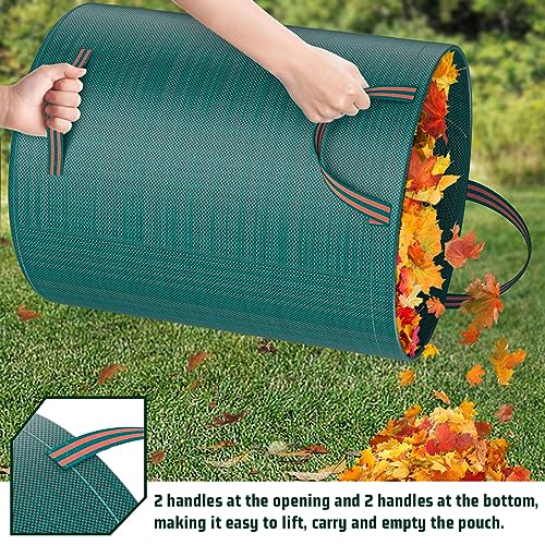 3 Sacks Garden Waste Bags Heavy Duty, Green Garden Waste Sacks Reusable, Industrial Fabric and Handles, Garden Refuse Rubbish Bag, Ideal for Coll