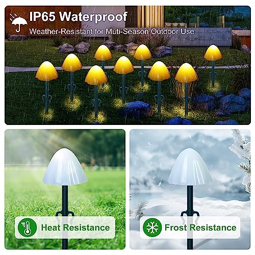 30 LED Mushroom Solar Lights Outdoor Garden, 8 Modes Solar Powered Mushroom Pathway Lights, IP65 Waterproof Garden Lights Decorative Ornaments fo