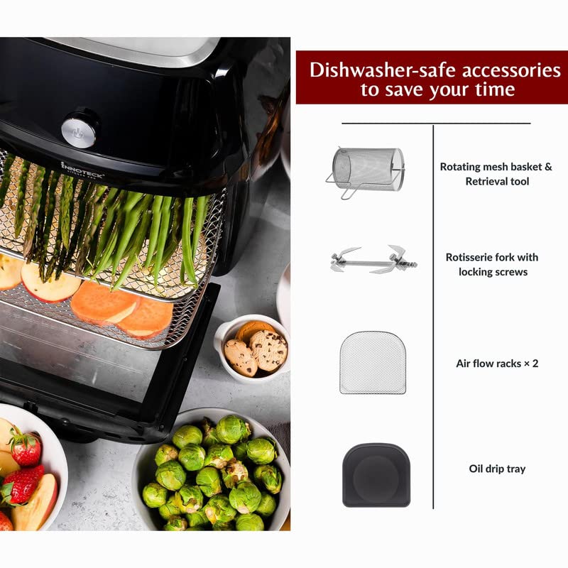 Innoteck Kitchen Pro 16L Digital Air Fryer Oven - With Rotisserie - Multi-Functions Smart Cooker - For Air Frying, Roast, Dehydrate, Bake, Reheat