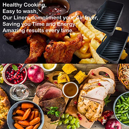 Air Fryer Liners fits Ninja or Tower Air fryers, Premium Quality Pack of 2, Reusable Air Fryer Silicone Liner for Ninja AF300 Air Fryer Accessori