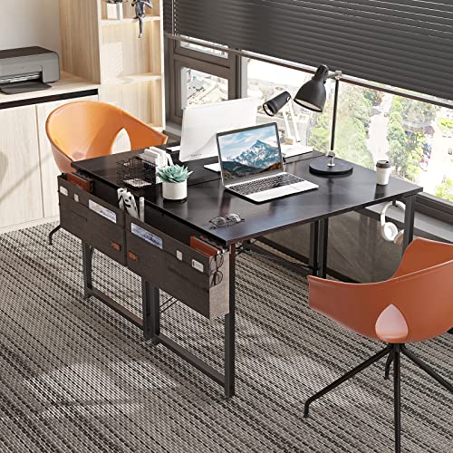 ODK 32 inch Small Computer Desk Study Table for Small Spaces Home Office Student Laptop PC Writing Desks with Storage Bag Headphone Hook, Black