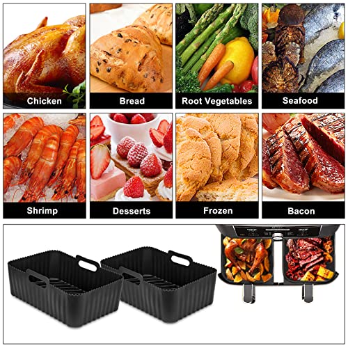 Air Fryer Silicone Liners for Ninja AF300UK AF400UK, 6 PCS Reusable Air Fryer Accessories Set Airfryer Rack for Ninja Air Fryer Dual, 304 Stainle