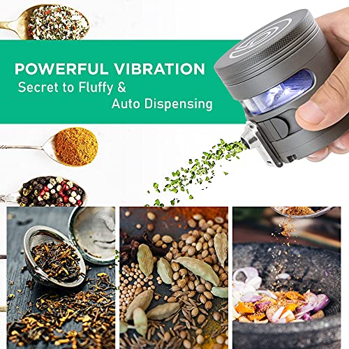 Tectonic9 Herb Grinder Automatic Electric Herbal Spice Dispenser Large 2.5" Aluminum Alloy (Grey)