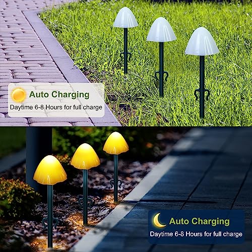 30 LED Mushroom Solar Lights Outdoor Garden, 8 Modes Solar Powered Mushroom Pathway Lights, IP65 Waterproof Garden Lights Decorative Ornaments fo